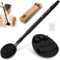 Silicone Back Scrubber & Soft Bath Glove 2PCS, 16''- 24'' Extendable Shower Scrubber with Dual-Side Head, 360° Anti-Slip & Hand-fit Silicone Body Scrubber for Rich Foaming Deep Cleaning(Black) - color: Black*2