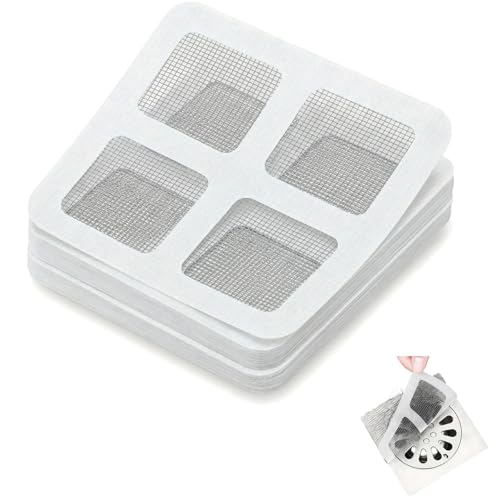 Disposable Shower Drain Hair Catcher, 30 Pack Peel-Stick Mesh, 3.94 Inch | Fiberglass Mesh Traps Hair, Pet Fur and Debris; Adhesive Fits Flat Shower, Tub, Sink and Laundry Drains up to 4 in - size: 30pcs