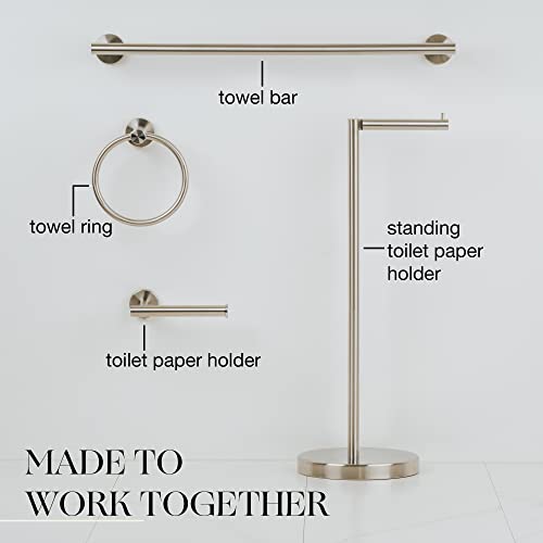 Marmolux Acc - Free Standing Toilet Paper Holder Stand Brushed Steel Finish 1pc - Storage for 4 Rolls of Toilet Tissue SUS 304 Stainless Steel Bathroom TP Stand - Toilet Paper Stand - Toilet Holder - color: Steel Brushed