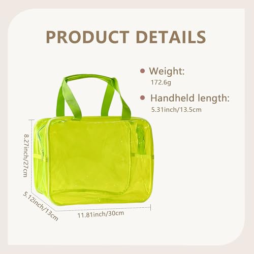 Pink PVC Clear Pure Color Transparent Large Zipper Cosmetic Pouch Travel Makeup Cosmetic Bag with Handle for Travel Bathroom Toiletry Organizer (Light Pink) - color: Light Pink