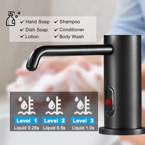 Automatic Soap Dispenser Touchless for Kitchen Bathroom Sink Built in Electric Soap Dispenser Infrared Sensors Liquid Commercial Dispenser with Bottle and Pump 33.81oz/1000ml (Black) - color: Liquid-black