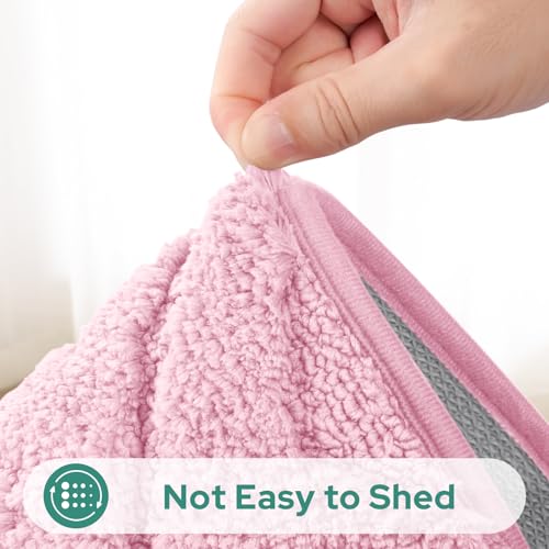 HOMEIDEAS Light Pink Bathroom Rug Set 2 Piece, Soft Microfiber Tufted Bath Mats, Super Absorbent Non Slip, Machine Washable Bathroom Rugs for Tub, Shower and Floor, 20" x 32" Plus 16" x 24" - color: Light Pink