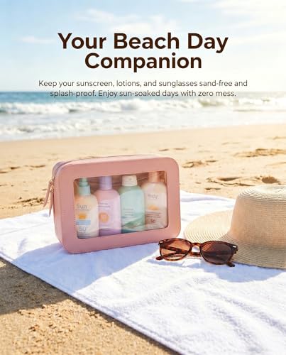 LETGO Clear Makeup Bags, TSA Approved Toiletry Bag with Zipper, Clear Makeup Organizer Fit Carry-on Travel Essentials,Clear Cosmetic Bags for Women Men (C-Pink) - color: C-Pink