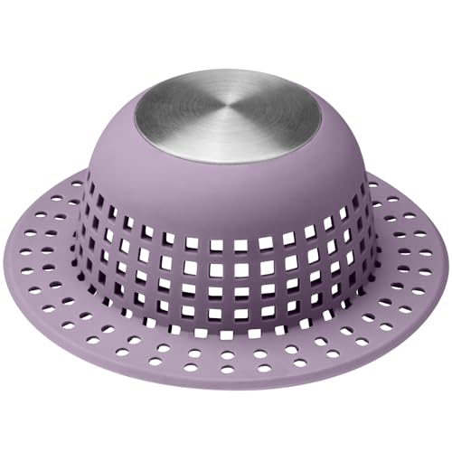 Aluvor Shower Drain Hair Catcher Bathtub Drain Cover Sink Drain Protector | Bathroom Sink & Bathtub Drain Strainer for Pop-Up & Regular Drains, Silver Purple - color: Silver Purple