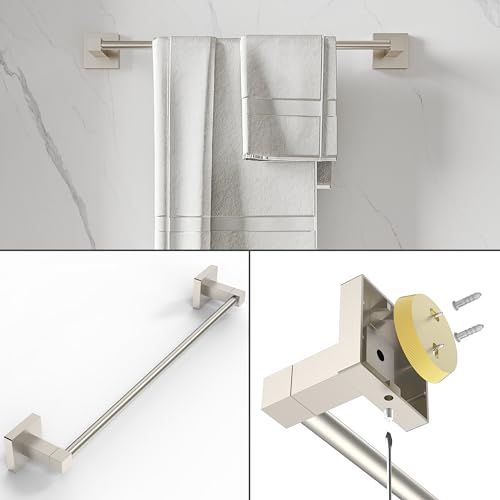Ruacq 4 Pcs Stainless Steel Bathroom Hardware Accessories Set-Toilet Paper Holder-Towel Ring -Towel Hooks for bathrooms-18 Inch Towel Bar Wall Mounted, Brushed Nickel - color: Brushed Nickel, size: 4pcs