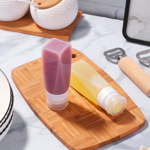 Set of 6 Leak Proof Silicone Travel Bottles Mini Sauce Dispensers Small Portable Salad Dressing Containers to Go for Lunch 3oz Squeeze Condiments Bottles Lunchbox Accessories