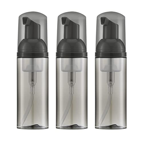 Travel Foam Pump Bottle - 2oz Small Size Foaming Hand Soap Dispenser - Mini Portable Mousse Lash Shampoo Kit Container for Hair - Empty Leak Proof Plastic Black Foamer for Liquid Toiletry 3Pack - color: Black