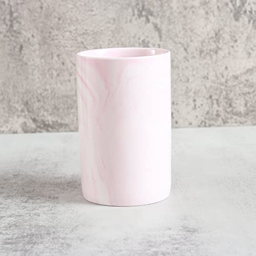 Ceramic Toothbrush Holder, Bathroom Cup, Drinking Mug, Coffee Cups, Marble Pattern Pen Holders, 300ml/Pcs (Pink) - color: Pink
