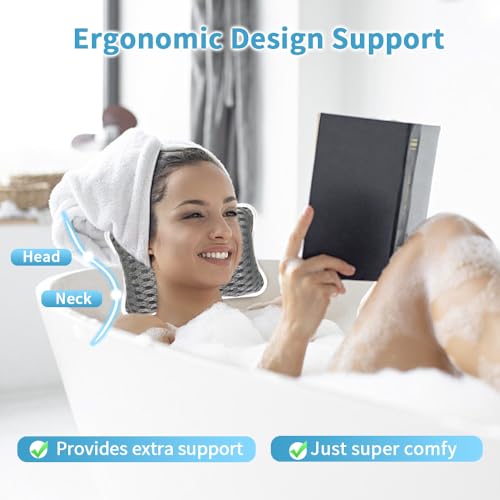 Luxury Bath Pillows for Tub, Slip Resistant Waterproof Bath Pillows for Tub Neck and Back Support with 2 Strong Suction Cups, Relaxing Spa Essentials (Dark Grey) - color: Dark Grey
