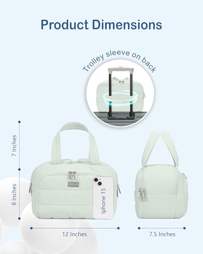 TOPDesign Travel Toiletry Bag for Women, Puffer Large Toiletry Bag, Lightweight Cosmetic Makeup Organizer with Handle for Traveling, Accessories, Essentials, Toiletries (Serene Blue) - color: Serene Blue