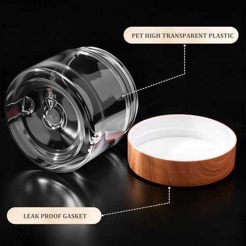 Patelai 4 Pieces Round Wide-mouth Leak Proof Plastic Container Jars with Lids for Travel Storage Makeup Beauty Products Face Creams Oils Salves Ointments DIY Making(2 Ounce,Wood) - color: Wood, size: 2 Ounce
