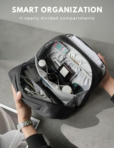 Large Hanging Travel Toiletry Bag for Men Women, Water-resistant Dopp Kit | 6L Large Capacity Wide Open Cosmetic Makeup Bag Bathroom Shower Bags for Toiletries, Grooming, Shaving Organizer Bag - color: Black