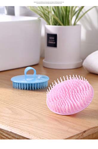 Aroveea Hair Scalp Brush Dandruff Cleaning Brush Shower Scalp Shampoo Brush Scalp Massager Pack of 4(Blue and Pink) - color: Blue