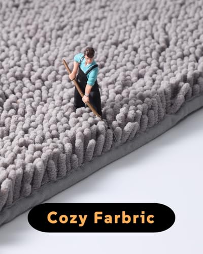 Soft Shaggy Round Toilet Rug U Shaped for Bathroom, Excellent Absorbent Contour Toilet Mat Machine Washable, Non-Slip Microfiber Chenille Bathroom Rugs 24" Light Grey - color: Light Grey