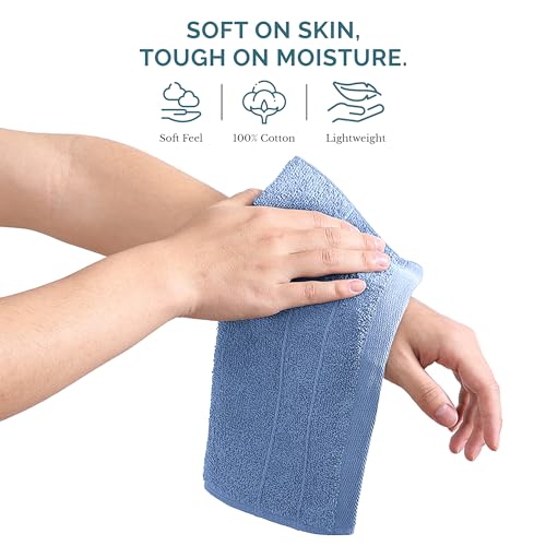 Casa Platino Blue Wash Cloths - 100% Cotton 12 Pack Set - 13"x13" Soft Surface, Reinforced Edges & Quick Drying - Highly Absorbent & Fade Resistant - Ideal for Salon, Spa & Hotel - Cerulean Blue - color: 06: Cerulean Blue, size: 12 Piece Wash Cloth