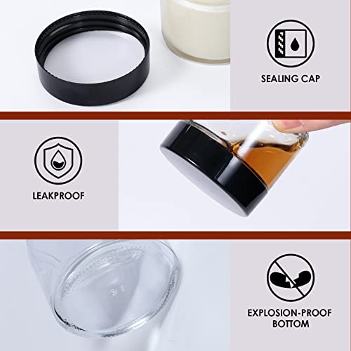 1oz Glass Jar with Lid, Hoa Kinh 40 Pack Clear Round Containers Cosmetic Glass Jars with Inner Liners and Black Lids Travel Jars for Storing Lip and Body Scrub, Lotion, Body Butter, Bath Salts, Liquid - color: Clear, size: 1oz-40Pack
