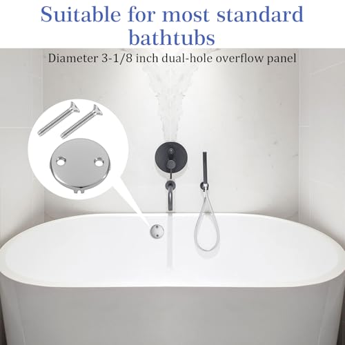 Bathtub Overflow Drain Cover, Stainless Steel Bathtub Drain Stopper 3 Inch – Overflow Matching Plug for Standard Tubs Universal Fit