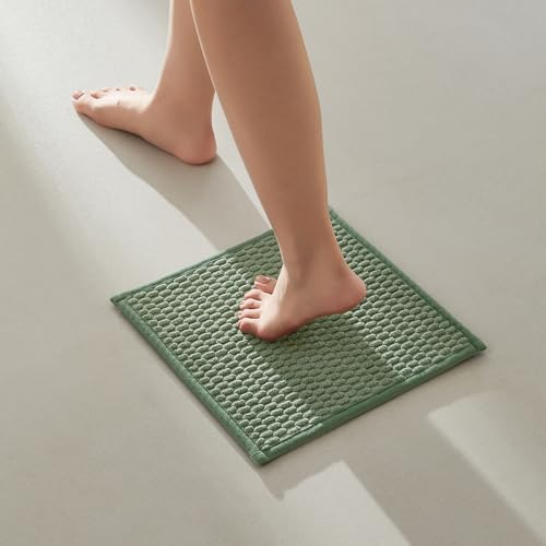 TYUU Small Bathroom Rugs Non Slip Washable Bath Rugs Super Absorbent Bathroom Rug Thin Quick Dry Low Pile Bath Mats, Sage Green 12"x12" - color: Sage Green, size: 1' X 1' (Rectangular)