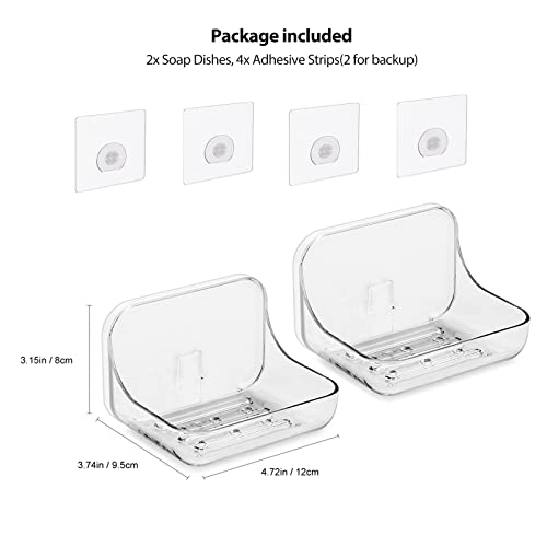 Ettori Soap Dish Holder, Wall Mounted Adhesive Soap Holder, No Drilling Shower Soap Sponge Holder for Bathroom Kitchen, Translucent Plastic - color: Clear Soap Holder
