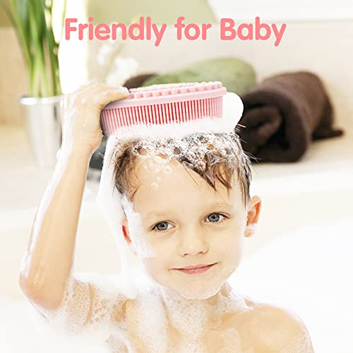 3 Pack Silicone Body Scrubber, Soft Silicone Loofah Exfoliating Body Scrubber, Silicone Body Brush Bath Shower Scrubber for Body, 2 in 1 Bath and Shampoo Wash Brush for Skin Exfoliation Men Women - size: Pink+Blue+Green