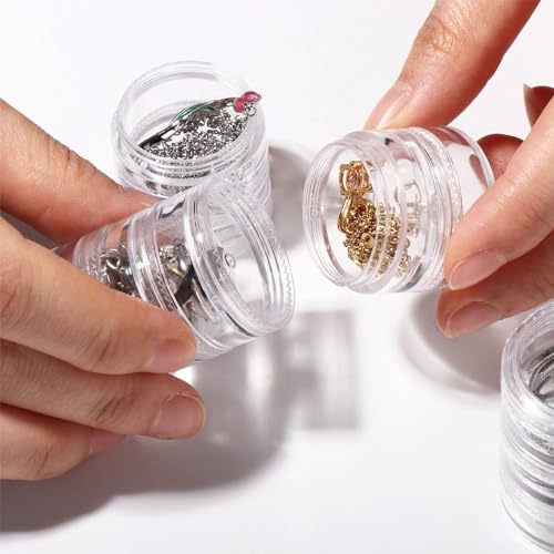 2pack Stackable Cosmetic Jars,7 Layer Clear Plastic Round Storage Jars 5G Multilayer Empty Cosmetic Jewelry Storage Box with Screw Cap Lid
