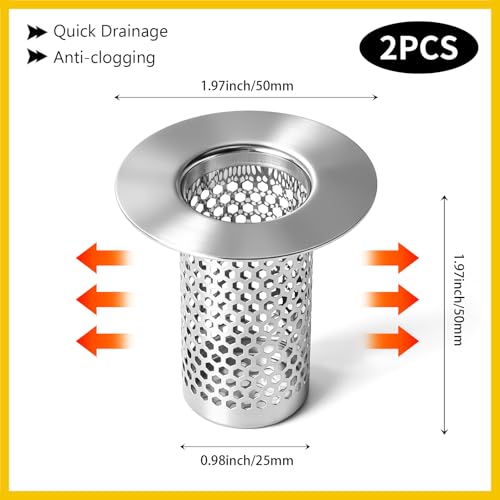 Bathroom Sink Drain Strainer, 304 Stainless Steel Deep Basket Drain Cover for Shower Floor & Kitchen, Anti-Clog Shower Drain Hair Catcher, Tub Drain Strainer - size: X-Small