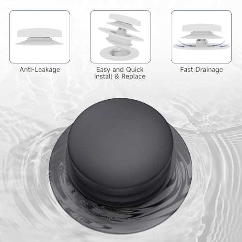 Matte Black Universal Tip Toe Tub Stopper Replacement, Pop Up Bathtub Drain Stoppers, Bathroom Bath Tub Drains Plug, Replaces Lift and Turn, Tip-Toe and Trip Lever drains for Tub, Easy Install - color: Matte Black