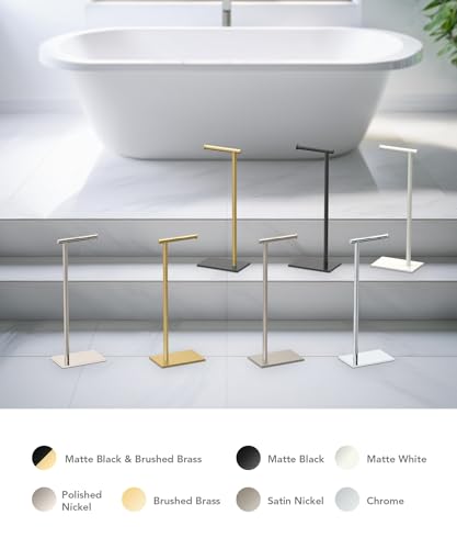 Gatco 1431W Modern Rectangle Base Freestanding Toilet Paper Holder, 21.25", Matte White with Weighted Base - color: Matte White, 21.25"h