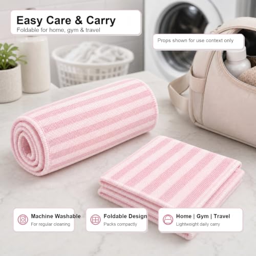 Exfoliating Shower Towel, Cotton-Blend Back Scrubber（Pink） | 39 x 10 in, dual-sided texture, quick-dry mesh, washable for home, gym, travel - color: Pink