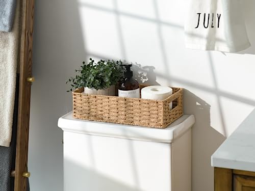 StorageWorks Toilet Paper Basket with Built-in Handles, Light Brown Round Paper Rope Baskets for Bathroom, 14 ¼"L x 6 ¾"W x 3 ¾"H, 1 Pack - color: Light Brown, size: 14¼" L x 6¾" W x 3¾" H