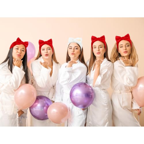 Semato Bachelorette Party Favor Set - Bride & Bridesmaid Spa Headbands (1 Bride + 7 Red) - color: 1 bride+ 7 red
