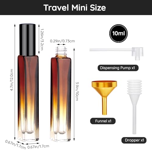 Segbeauty 10ML Travel Cologne Sprayer, 5 Packs Refillable Atomizer Spray Bottle for Perfume, Empty Mini Glass Perfume Bottle Fine Mist Dispenser, Portable Leak-proof Sample Bottles for Travel Outgoing - color: Amber, style: Mini Bottle Set