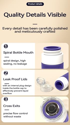 5 packs of toiletries travel bottles, TSA Approval silicone travel containers, leak proof refillable shampoo and conditioner are essential for travel, fitness, business trips, office use(purple) - color: Purple