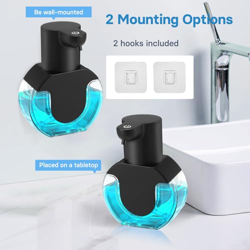 2 Pack Automatic Soap Dispenser Touchless,14.2oz/420ML Auto Liquid Soap Dispenser,Rechargeabled Wall Mounted Smart Pump for Bathroom Kitchen - color: Black, style: 2 Pack Liquid