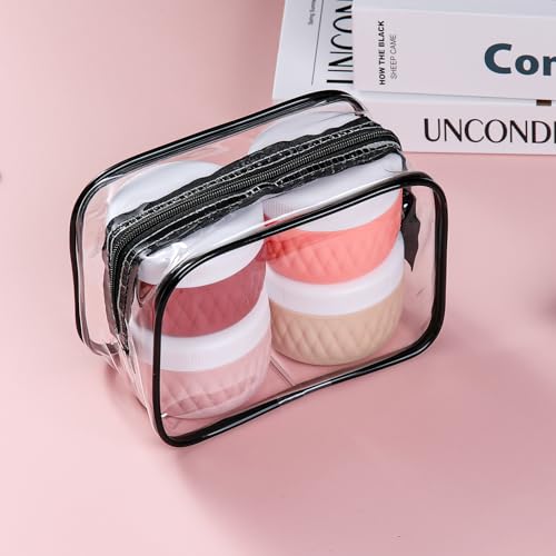 Kuangre Travel Containers for Toiletries, Silicone Cream Jars BPA-Free, TSA Approved 3oz Travel Size Containers, Leak-proof Silicone Jars with Lid for Cosmetic Face Hand Body Cream (4 Pack) - color: Terracotta, size: 3 Ounces