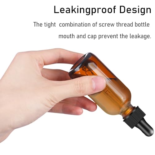 Bumobum Dropper Bottle 2 oz, 2 pack Amber Glass Eye Dropper Bottles with Labels and Funnel, Tincture Bottle with Measured Dropper - Leakproof Essential Oils Bottles for Health, Personal Care & Beauty - color: Amber