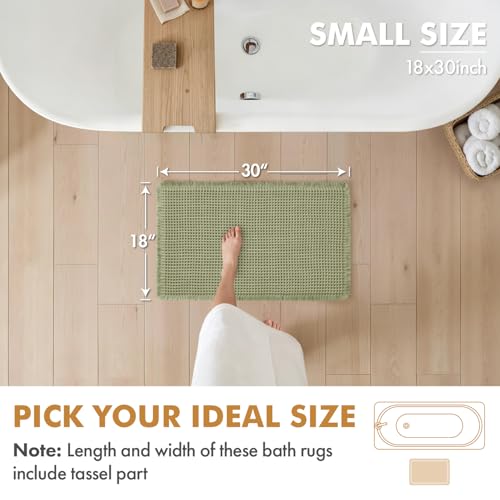 MIULEE Set of 2 Waffle Bathroom Rugs, Boho Bath Rugs Non Slip Washable, Super Absorbent Bath Mats, Ultra Soft Rubber Backed Shower Mats for Bathroom Floor, Tub and Shower, Sage Green, 18x30 Inch - color: Sage Green, size: 18''x30''