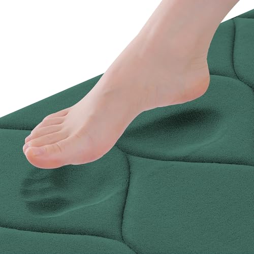 Smiry Memory Foam Bath Mat 36''x24'', Ultra Soft Non-Slip Bathroom Rug, Plush Water Absorbent Quick Dry and Machine Washable Floor Mat for Shower, Tub & Home Decor, Hunter Green - color: Hunter Green, size: 36''x24''
