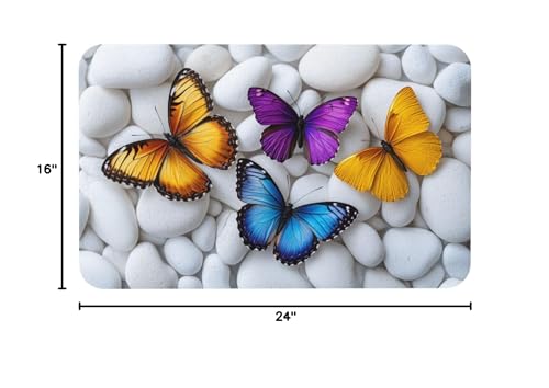 Butterfly Bath mats Quick Dry Absorbent Bath Rugs Rubber Non Slip Bath Mat for Bathroom Floor Tub Shower Sink 16"×24" - color: Butterfly, size: 16"x24"
