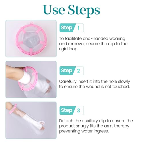 Cast Covers for Shower Arm, Waterproof Cast Cover Arm Adult, Cast Protector for Surgery, Hands, Wrists, Elbow, Finger to Keep Wounds Dry, Waterproof Arm Sleeve for Showering After Surgery, Reusable - color: Half Arm, style: Reinforced Pink