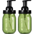 Amolliar Plastic Mason Jar Foaming Soap Dispenser Pump Lid, 16oz Foam Soap Dispenser with Cute Lables - Green Refillable Hand Soap Dispenser for Bathroom Kitchen Shower (2 Pack, Black) - color: Black