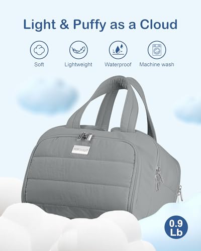 TOPDesign Travel Toiletry Bag for Women, Puffer Large Toiletry Bag, Lightweight Cosmetic Makeup Organizer with Handle for Traveling, Accessories, Essentials, Toiletries (Grey) - color: Grey