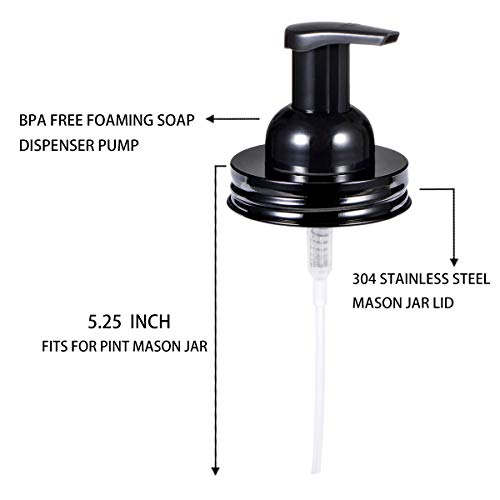 SheeChung 2 Pack Mason Jar Foaming Soap Dispenser Lids for Standard Mouth, Foaming Soap Dispenser Pump Replacement for Hand Sanitizer, Bath Liquid, Facial Cleansing Foam, Makeup Remover Water - Black - color: Black