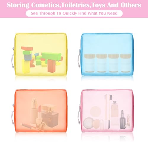 8 Pack TSA Approved Travel Toiletry Bags Frosted Translucent Leak-proof Cosmetic Makeup Bags for Women Men Travel Organizer Airport Security(Pastel,6.7 x 5.5 x 1.8 Inch) - color: Pastel, size: 6.7 x 5.5 x 1.8 Inch