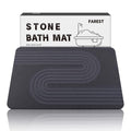 Stone Bath Mat,Diatomaceous Earth Shower Mat,Fast-Drying Stone Bathroom Floor Mat,Absorbent Non-Slip Diatomite Mats for Bathtub,Grey Wave Line - color: Grey Wave Line-24*16-1 Pack
