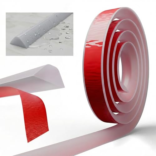 Premium Transparent 39 inch Shower Threshold Water Guard Collapsible Silicone Wet Room Floor Barrier & Bathtub Splash Waterstopper Self Adhesive Dam Strip for Kitchen Sink Edge & Bathroom Door Seal