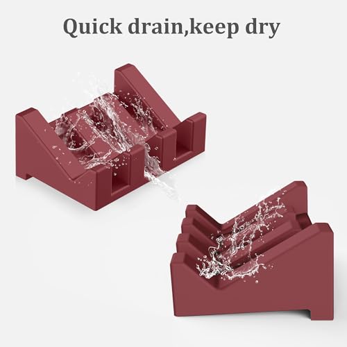 Silicone Soap Dish,1PCS Self Draining Bar Soap Holder,Brown Red | Self draining silicone soap dish with drainage,waterfall design keeps bar soap dry,extended soap holder for shower,bathroom - color: 1*ruby Red