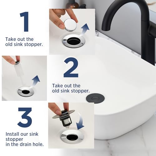 Universal 2 in 1Bathroom Sink Stopper, 2 Pack Pop Up Bathroom Sink Drain Strainer for 1.06"-1.65" Basin Drain Holes, Anti Clogging Drain Filter (Matte Black(s)-2p) - color: Matte Black(s)-2p