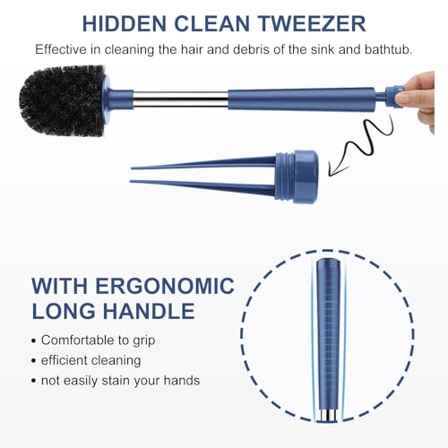 SetSail Toilet Brush and Holder, Self Closing Lid Toilet Bowl Brushes Holder and Extra Long Handle Ventilated Toilet Brush Set for Bathroom Cleaning, Nylon Bristles, 2 Packs-Dark & Blue - color: Dark Blue, size: 2 packs