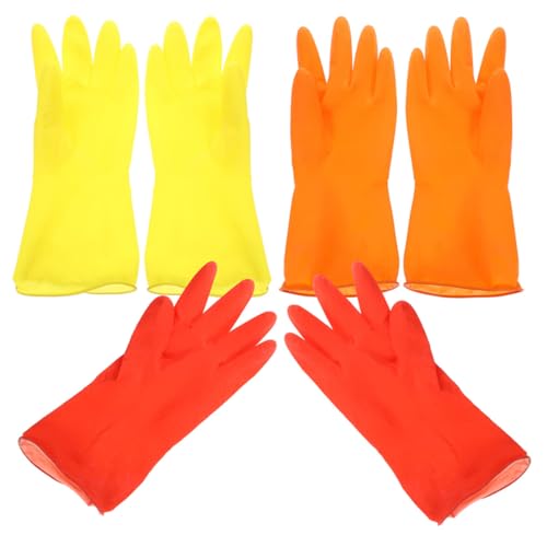 IMIKEYA 6pcs Rubber Dishwashing Gloves Set Large Size Waterproof Kitchen Cleaning Gloves Sturdy Reusable Household for Washing Dishes and Laundry